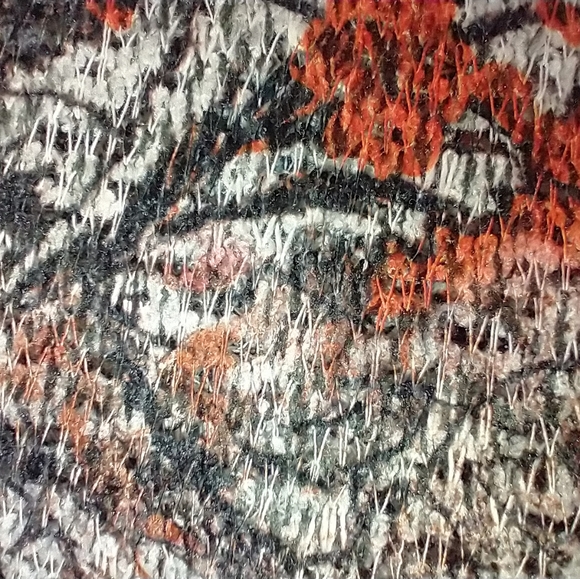 One World PM petite medium gray orange lace knit top blouse tunic - Picture 5 of 6